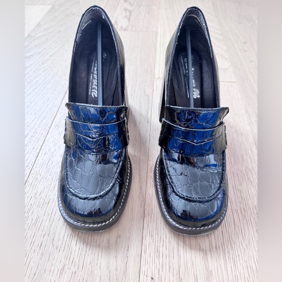 Black crocodile style block heeled shoes size 38 from L’intervalle - Picture 1 of 3